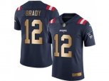 New England Patriots #12 Tom Brady Navy Blue Stitched NFL Limited Gold Rush Jersey
