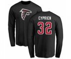 Atlanta Falcons #32 Johnathan Cyprien Black Name & Number Logo Long Sleeve T-Shirt