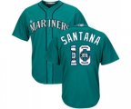 Seattle Mariners #16 Domingo Santana Authentic Teal Green Team Logo Fashion Cool Base Baseball Jersey