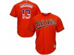 Baltimore Orioles #13 Manny Machado Authentic Orange USA Flag Fashion MLB Jersey