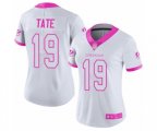 Women Cincinnati Bengals #19 Auden Tate Limited White Pink Rush Fashion Football Jersey
