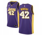 Los Angeles Lakers #42 James Worthy Swingman Purple NBA Jersey - Statement Edition