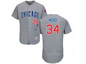 Chicago Cubs #34 Kerry Wood Grey Flexbase Authentic Collection MLB Jersey