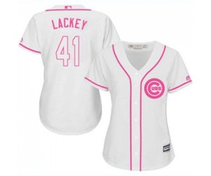 Women\'s Chicago Cubs #41 John Lackey Authentic White Fashion Baseball Jersey