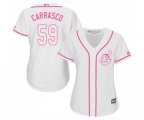 Women's Cleveland Indians #59 Carlos Carrasco Replica White Fashion Cool Base Baseball Jersey