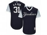 New York Yankees #31 Aaron Hicks A-A Ron Authentic Navy Blue 2017 Players Weekend MLB Jersey
