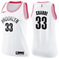 Women's Brooklyn Nets #33 Allen Crabbe Swingman White Pink Fashion NBA Jersey