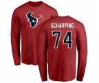 Houston Texans #74 Max Scharping Red Name & Number Logo Long Sleeve T-Shirt