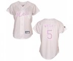 Women's New York Mets #5 David Wright Replica White Pink Strip Baseball Jersey