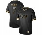 Tampa Bay Rays #7 Michael Perez Authentic Black Gold Fashion Baseball Jersey