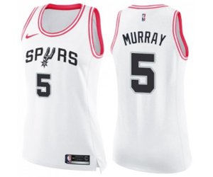 Women\'s San Antonio Spurs #5 Dejounte Murray Swingman White Pink Fashion Basketball Jersey