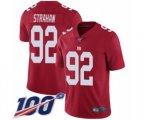 New York Giants #92 Michael Strahan Red Limited Red Inverted Legend 100th Season Football Jersey