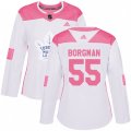 Women Toronto Maple Leafs #55 Andreas Borgman Authentic White Pink Fashion NHL Jersey