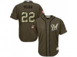 Milwaukee Brewers #22 Christian Yelich Green Salute to Service Stitched MLB Jersey