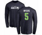 Seattle Seahawks #5 Jason Myers Navy Blue Name & Number Logo Long Sleeve T-Shirt