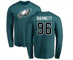 Philadelphia Eagles #96 Derek Barnett Green Name & Number Logo Long Sleeve T-Shirt