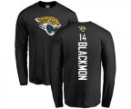 Jacksonville Jaguars #14 Justin Blackmon Black Backer Long Sleeve T-Shirt