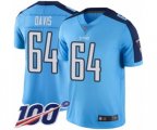 Tennessee Titans #64 Nate Davis Limited Light Blue Rush Vapor Untouchable 100th Season Football Jersey