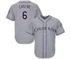Colorado Rockies #6 Daniel Castro Replica Grey Road Cool Base Baseball Jersey