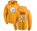 Pittsburgh Steelers #23 Joe Haden Gold Name & Number Logo Pullover Hoodie
