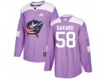 Columbus Blue Jackets #58 David Savard Purple Authentic Fights Cancer Stitched NHL Jersey