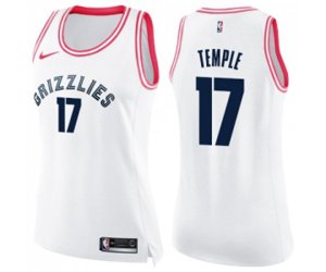 Women\'s Memphis Grizzlies #17 Garrett Temple Swingman White Pink Fashion Basketball Jersey