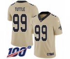 New Orleans Saints #99 Shy Tuttle Limited Gold Inverted Legend 100th Season Football Jersey