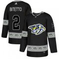 Nashville Predators #2 Anthony Bitetto Authentic Black Team Logo Fashion NHL Jersey