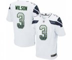 Seattle Seahawks #3 Russell Wilson Elite White Road Drift Fashion Football Jersey