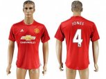Manchester United #4 Jones Red Home Soccer Club Jersey