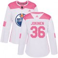 Women Edmonton Oilers #36 Jussi Jokinen Authentic White Pink Fashion NHL Jersey