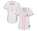 Women's Atlanta Braves #1 Ozzie Albies Replica White Fashion Cool Base Baseball Jersey
