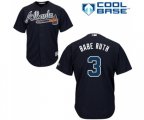 Atlanta Braves #3 Babe Ruth Replica Blue Alternate Road Cool Base Baseball Jersey
