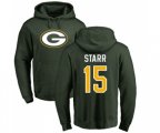 Green Bay Packers #15 Bart Starr Green Name & Number Logo Pullover Hoodie