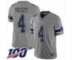 Dallas Cowboys #4 Dak Prescott Limited Gray Inverted Legend 100th Season Football Jersey