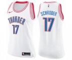Women's Oklahoma City Thunder #17 Dennis Schroder Swingman White Pink Fashion Basketball Jersey