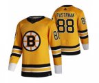 Boston Bruins #88 David Pastrnak Yellow 2020-21 Reverse Retro Alternate Hockey Jersey