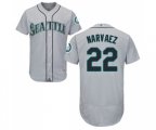 Seattle Mariners #22 Omar Narvaez Grey Road Flex Base Authentic Collection Baseball Jersey
