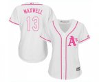 Women's Oakland Athletics #13 Bruce Maxwell Replica White Fashion Cool Base Baseball Jersey