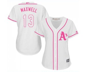 Women\'s Oakland Athletics #13 Bruce Maxwell Replica White Fashion Cool Base Baseball Jersey