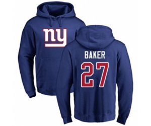 New York Giants #27 Deandre Baker Royal Blue Name & Number Logo Pullover Hoodie