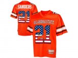 2016 US Flag Fashion Men's Oklahoma State Cowboys Barry Sanders #21 College Football Throwback Jersey - Orange