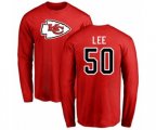 Kansas City Chiefs #50 Darron Lee Red Name & Number Logo Long Sleeve T-Shirt