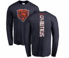 Chicago Bears #51 Dick Butkus Navy Blue Backer Long Sleeve T-Shirt