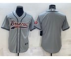 Denver Broncos Blank Gray With Patch Cool Base Stitched Baseball Jersey
