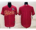 Kansas City Chiefs Blank Red With Super Bowl LVII Patch Cool Base Stitched Baseball Jersey