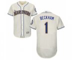 Seattle Mariners #1 Tim Beckham Cream Alternate Flex Base Authentic Collection Baseball Jersey