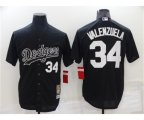 Los Angeles Dodgers #34 Fernando Valenzuela Black Cooperstown Collection Cool Base Stitched Nike Jersey