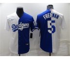 Los Angeles Dodgers #5 Freddie Freeman White Blue Split Cool Base Stitched Baseball Jersey