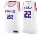 Women's Sacramento Kings #22 Richaun Holmes Swingman White Pink Fashion Basketball Jersey
